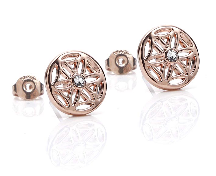 Blume des Lebens ohrstecker veredelt mit einem Swarovski Stein Rosegold